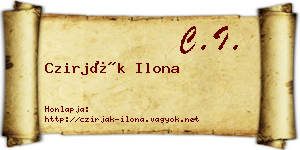Czirják Ilona névjegykártya